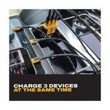 DEWALT 141 0036 DW2 Car Charger, 3-Output Connection, USB A, USB C Output, Black/Yellow Housing, Pack of 2