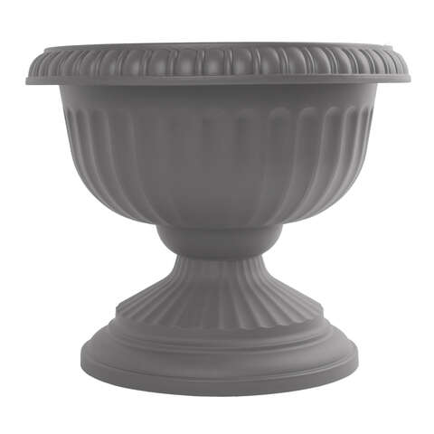 Bloem 14.8 in. H X 18 in. W X 17.8 in. D Plastic Grecian Urn Flower Pot Charcoal, Pack of 6