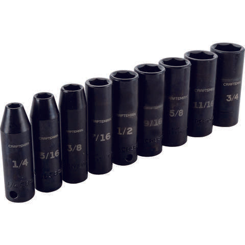 Craftsman 3/8 in. drive SAE 6 Point Deep Impact Socket Set 9 pc