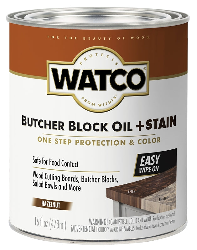 WATCO 359024 Oil and Stain, Hazelnut, Liquid, 16 oz Can