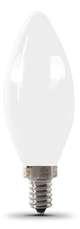 Feit Electric BPCTF40/927CA/FIL/2 LED Bulb, Specialty, Torpedo Tip Lamp, 40 W Equivalent, E12 Lamp Base, Dimmable