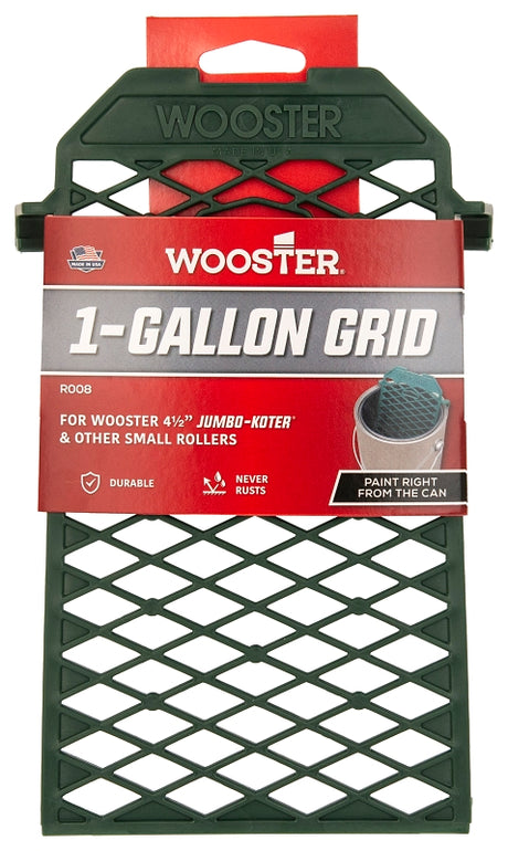 Wooster R008 Bucket Grid, 9 in L, 5 in W, Polypropylene, Green, For: 1 gal Metal Paint Can