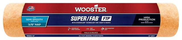 Wooster RR923-14 Roller Cover, 3/8 in Thick Nap, 14 in L, Fabric Cover, Lager