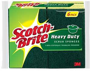 Scotch-Brite 426 Scrub Sponge, 4-1/2 in L, 2.7 in W, 0.6 in Thick, Cellulose/Synthetic Fiber, Green