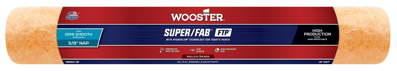 Wooster RR923-18 Roller Cover, 3/8 in Thick Nap, 18 in L, Fabric Cover, Lager