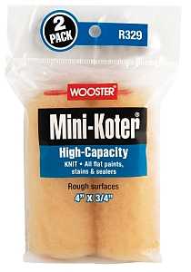 Wooster R329-4 Mini Roller Cover, 3/4 in Thick Nap, 4 in L, Fabric Cover, 2/PK