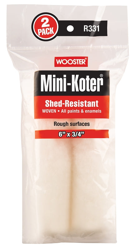 Wooster R331-6 Mini Roller Cover, 3/4 in Thick Nap, 6 in L, Fabric Cover, 2/PK