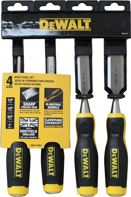 DEWALT DWHT16063 Chisel Set, 4-Piece, Black/Yellow