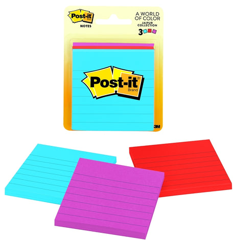 Post-it Ultra 6301 Lined Sticky Note, 3 x 3 in, Assorted, 50-Sheet