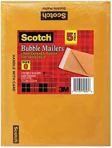 Scotch 7913-5 Bubble Mailer, #0, Kraft, Self-Seal Closure