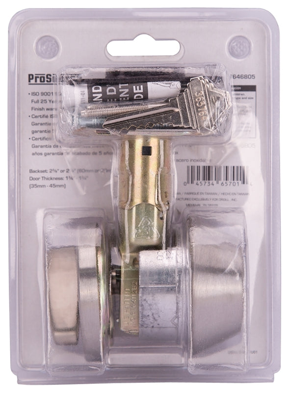 ProSource D761V-PS Deadbolt, 2 Grade, Stainless Steel, 2-3/8 to 2-3/4 in Backset, SC1 Keyway