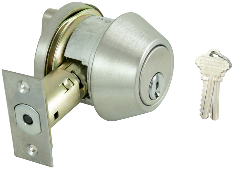 ProSource D761V-PS Deadbolt, 2 Grade, Stainless Steel, 2-3/8 to 2-3/4 in Backset, SC1 Keyway