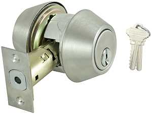 ProSource D762V-PS Deadbolt, 2 Grade, Satin, 2-3/8 to 2-3/4 in Backset, SC1 Keyway, 1-3/8 to 1-3/4 in Thick Door