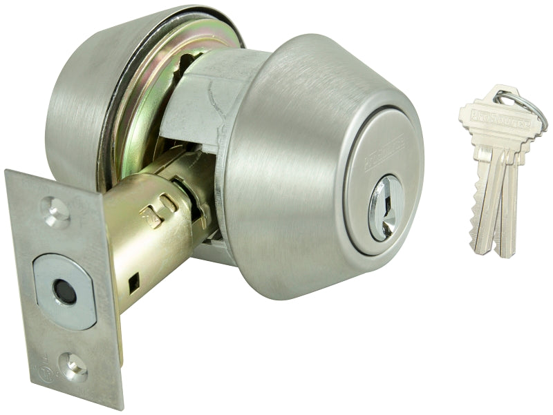 ProSource D762V-PS Deadbolt, 2 Grade, Satin, 2-3/8 to 2-3/4 in Backset, SC1 Keyway, 1-3/8 to 1-3/4 in Thick Door