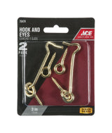 Ace Small Polished Brass Green Brass 3 in. L Hook and Eye 2 pk, Pack of 5