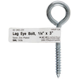 Hampton 1/4 in. X 3 in. L Zinc-Plated Steel Lag Thread Eyebolt, Pack of 10