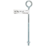 Hampton 1/4 in. X 6 in. L Zinc-Plated Steel Eyebolt Nut Included, Pack of 10