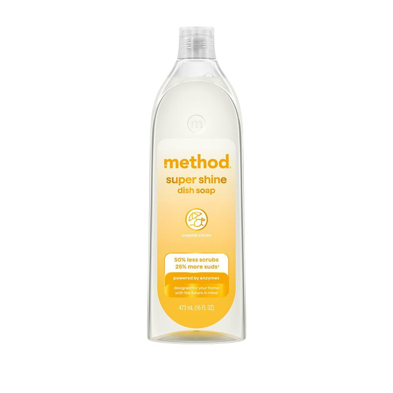 method Super Shine 11296 Dish Soap, 16 oz Bottle, Liquid, Coastal Citron