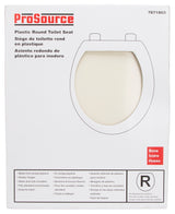 ProSource KJ-883A1-BN Toilet Seat, Round, Plastic, Bone, Plastic Hinge