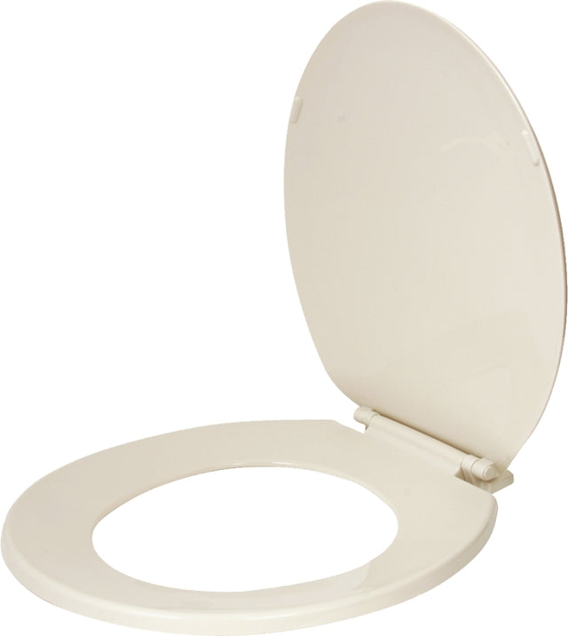 ProSource KJ-883A1-BN Toilet Seat, Round, Plastic, Bone, Plastic Hinge