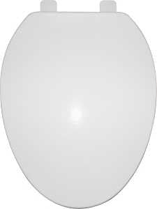 ProSource KJ-873A1-WH Toilet Seat, Elongated, Plastic, White, Plastic Hinge