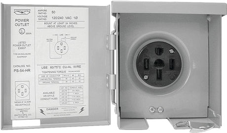 Connecticut Electric PS-54-HR Power Outlet, 50 A, Steel