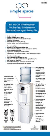 Simple Spaces MYL10S-W-2HC-3L Hot and Cold Water Dispenser, Hot: 1 L & Cold: 3.2 L Tank, 15 L Cooler, 500 W Heating