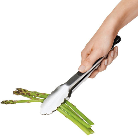 Oxo 28481 Locking Tong, 9 in L, Stainless Steel, Black, Dishwasher Safe