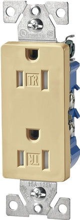 Eaton Wiring Devices TR1107V-BOX Duplex Receptacle, 2 -Pole, 15 A, 125 V, Push-in, Side Wiring, NEMA: 5-15R, Ivory