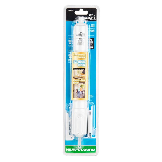 Wright Products V2016WH Pneumatic Storm Door Closer, 11-1/4 in Dia Rod, 12-3/4 in L, Gloss, 90 deg Opening