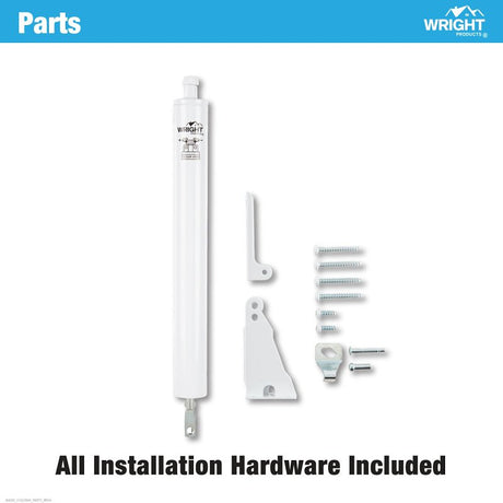 Wright Products V1022WH Pneumatic Screen and Storm Door Closer, 10-1/2 in Dia Rod, 12-1/4 in L, Gloss, 90 deg Opening