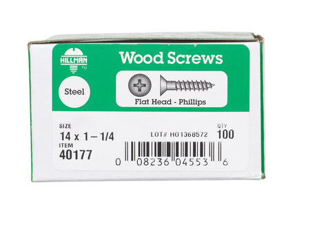 HILLMAN No. 14 X 1-1/4 in. L Phillips Zinc-Plated Coarse Wood Screws 100 pk