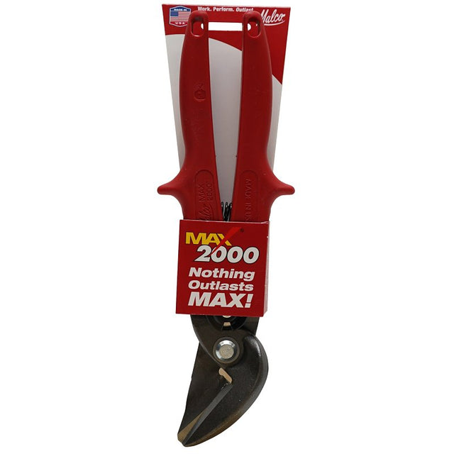 Malco Max2000 Series M2006 Aviation Snip, 10 in OAL, 1-1/4 in L Cut, Left, Offset Cut, Hardened Alloy Blade, Red Handle