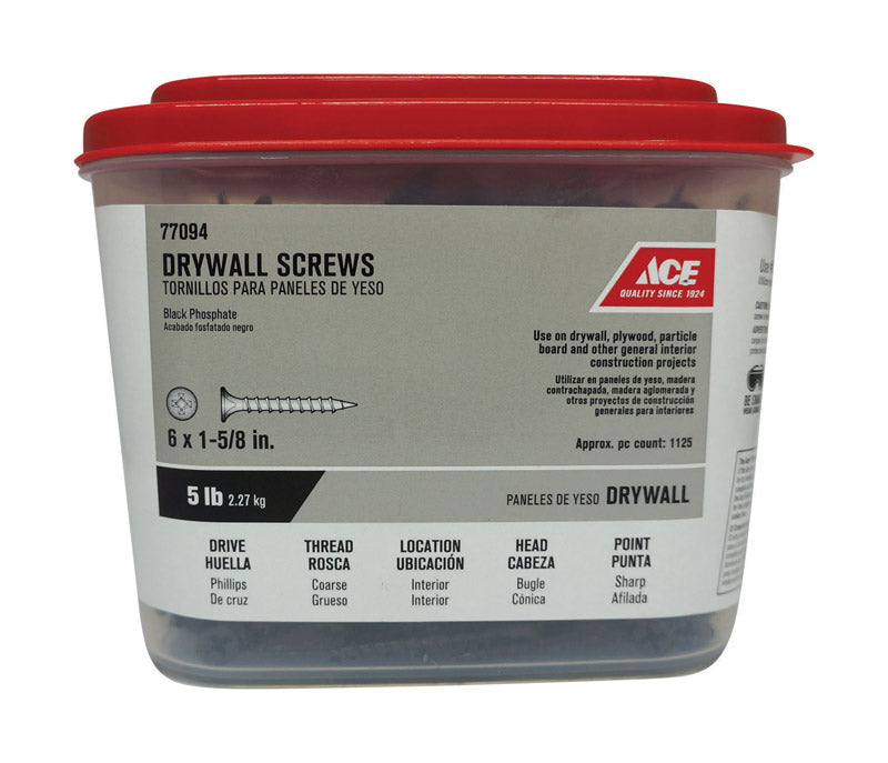 Ace No. 6 wire X 1-5/8 in. L Phillips Coarse Drywall Screws 5 lb 1134 pk