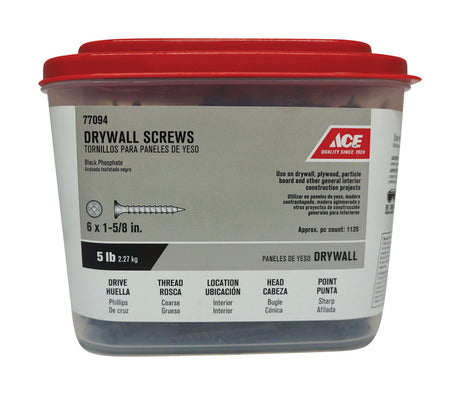 Ace No. 6 wire X 1-5/8 in. L Phillips Coarse Drywall Screws 5 lb 1134 pk