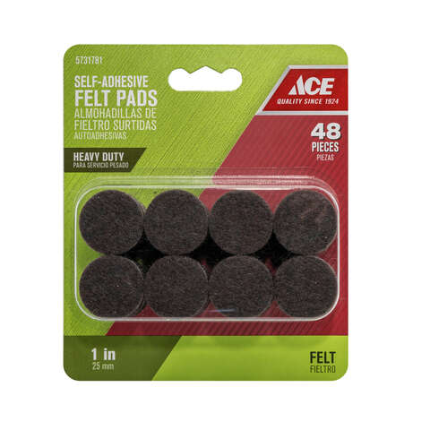 Ace Felt Self Adhesive Protective Pad Brown Round 1 in. W 48 pk