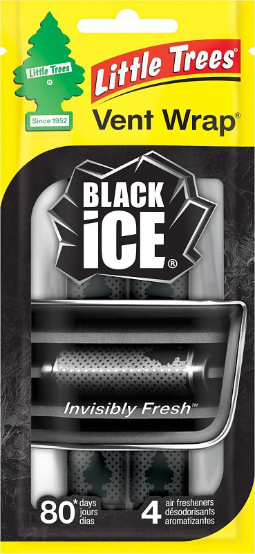 Little Trees Vent Wrap CTK-52731-24 Air Freshener Pack, Paper, Black Ice, Pack of 4
