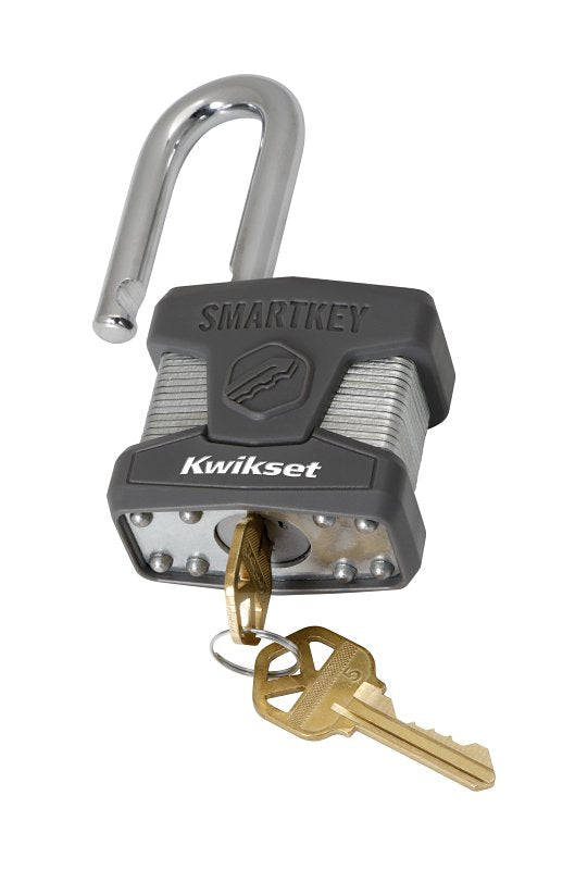 Kwikset 90260-040 Padlock, Keyed Alike Key, 0.35 in Dia Shackle, 1-1/2 in H Shackle, Boron Carbide Shackle, Steel Body