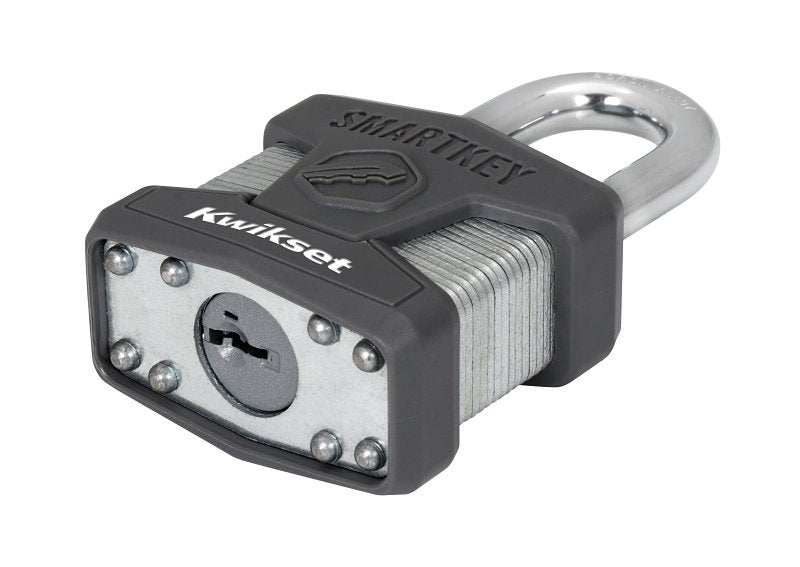 Kwikset 90260-041 Padlock, Keyed Alike Key, 0.35 in Dia Shackle, 1-1/2 in H Shackle, Boron Carbide Shackle, Steel Body
