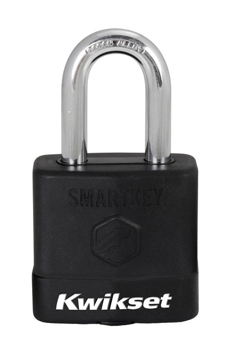 Kwikset 90260-045 Padlock, Keyed Alike Key, 0.35 in Dia Shackle, 1-1/2 in H Shackle, Boron Carbide Shackle, Steel Body
