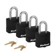 Kwikset 90260-045 Padlock, Keyed Alike Key, 0.35 in Dia Shackle, 1-1/2 in H Shackle, Boron Carbide Shackle, Steel Body