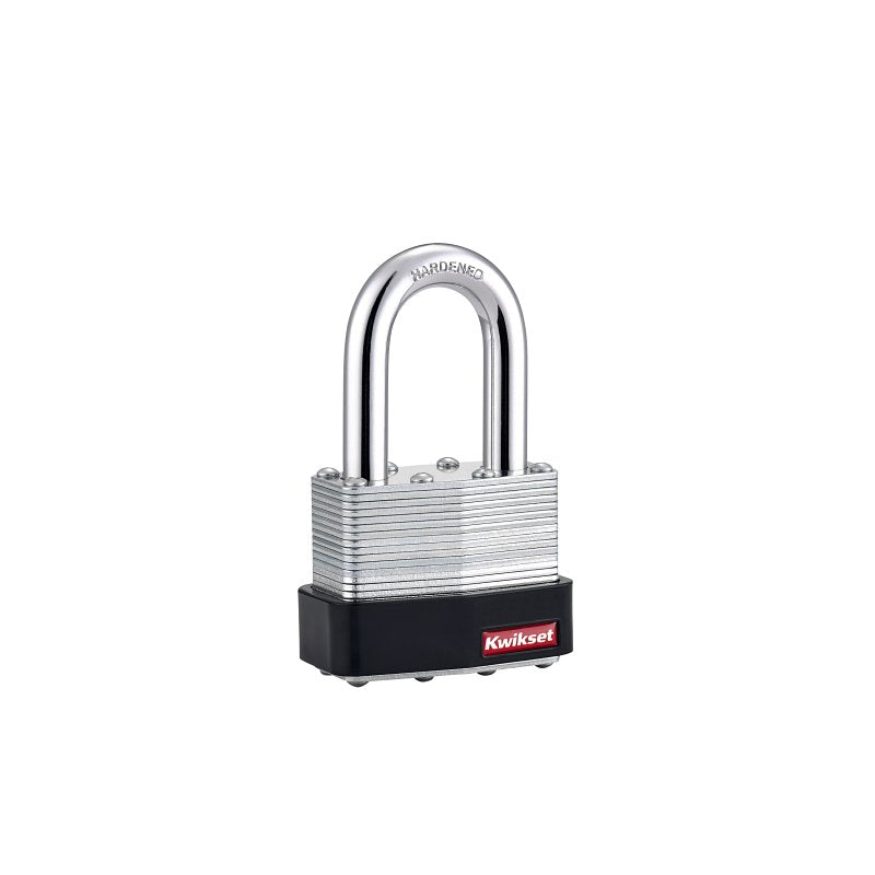 Kwikset 90260-144 Padlock, Keyed Different Key, 0.37 in Dia Shackle, 1-1/2 in H Shackle, Hardened Steel Shackle