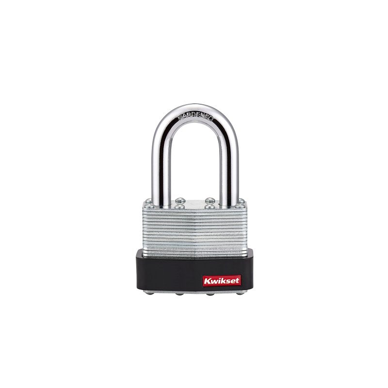 Kwikset 90260-146 Padlock, Keyed Alike Key, 0.37 in Dia Shackle, 1-1/2 in H Shackle, Hardened Steel Shackle, Steel Body