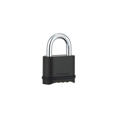Kwikset 90260-202 Padlock, Keyless Key, 0.31 in Dia Shackle, 1 in H Shackle, Hardened Steel Shackle, Zinc Body