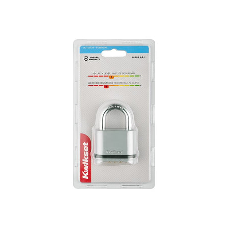 Kwikset 90260-204 Padlock, No Key, 0.31 in Dia Shackle, 1 in H Shackle, Steel Shackle, Zinc Body, Chrome