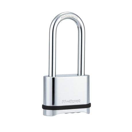 Kwikset 90260-205 Padlock, No Key, 0.31 in Dia Shackle, 2-1/4 in H Shackle, Steel Shackle, Zinc Body, Chrome