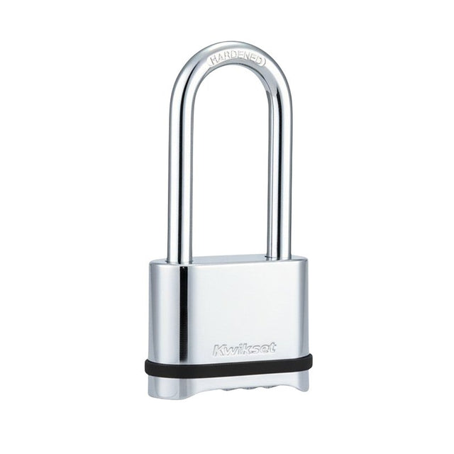 Kwikset 90260-205 Padlock, No Key, 0.31 in Dia Shackle, 2-1/4 in H Shackle, Steel Shackle, Zinc Body, Chrome