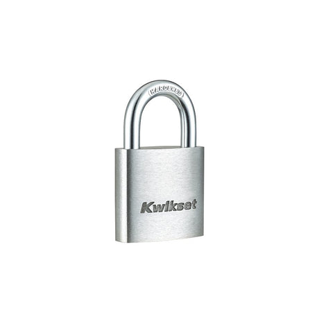 Kwikset 90260-400 Padlock, Keyed Different Key, 0.2 in Dia Shackle, 5/8 in H Shackle, Hardened Steel Shackle