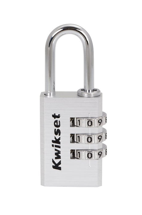 Kwikset 90260-440 Padlock, No Key, 0.19 in Dia Shackle, 1-1/16 in H Shackle, Steel Shackle, Aluminum Body