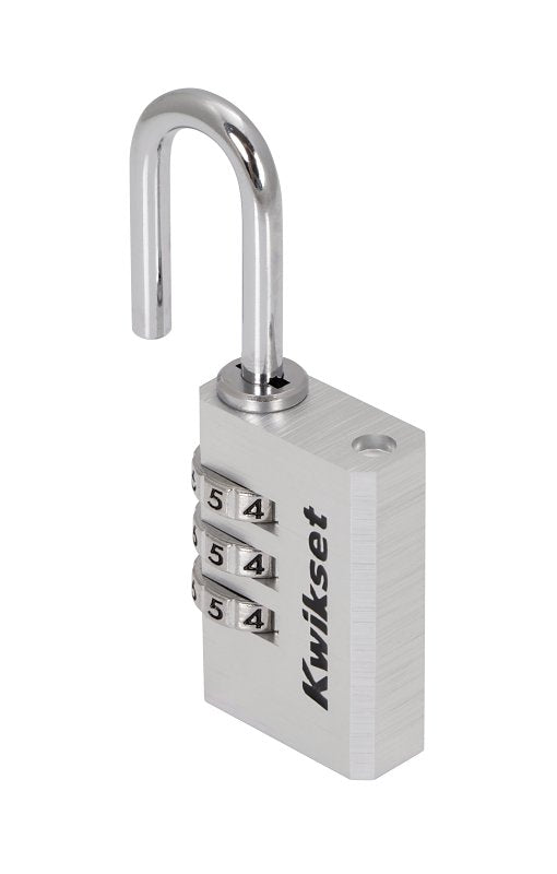 Kwikset 90260-440 Padlock, No Key, 0.19 in Dia Shackle, 1-1/16 in H Shackle, Steel Shackle, Aluminum Body